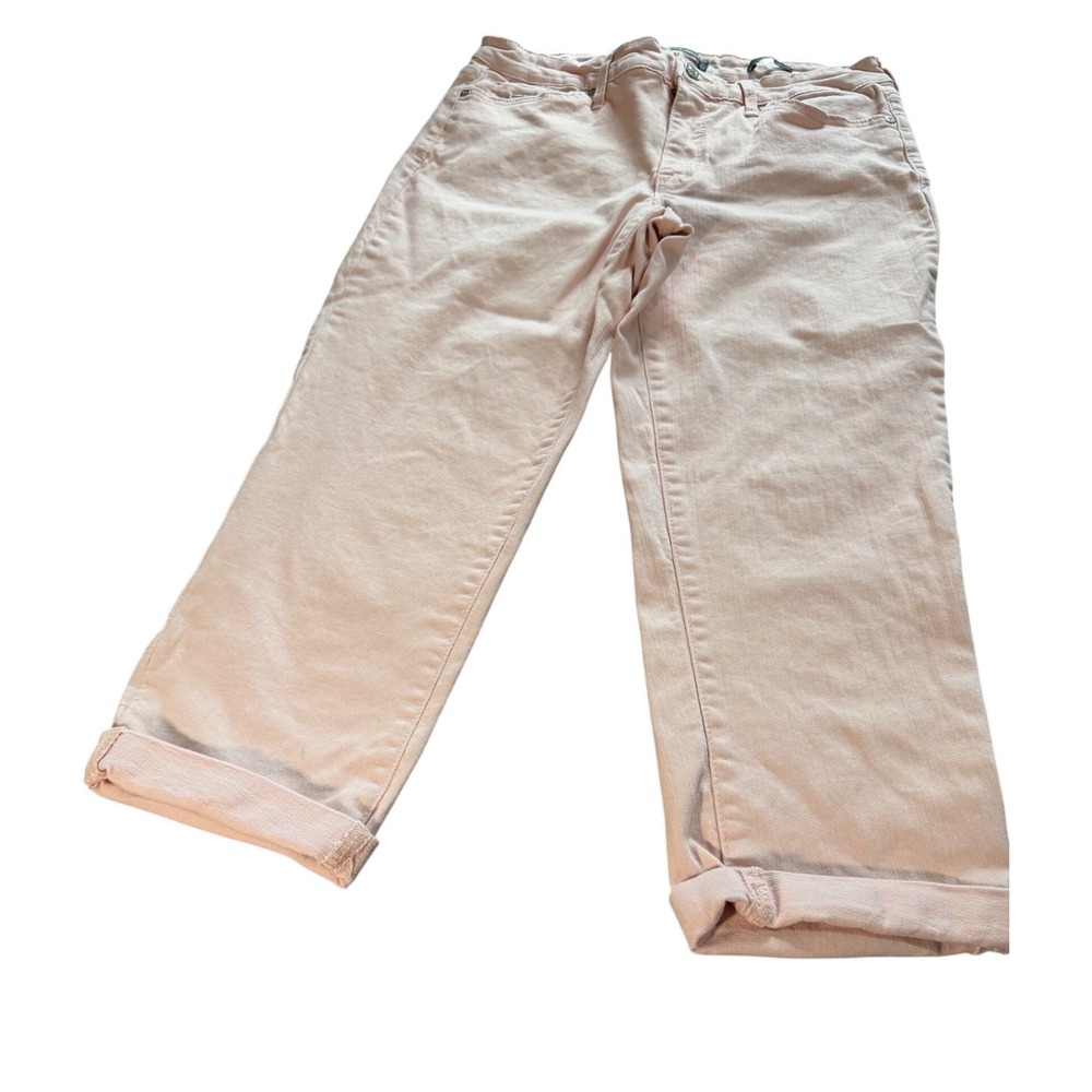 Nine West‎ Jeans Chrystie Capri Pants Womens 10 Pastel Pink Rolled Cuff Denim